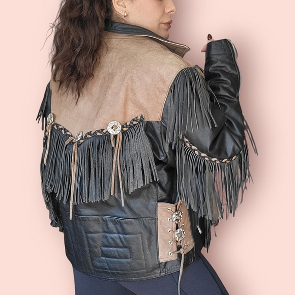 vinatge cowgirl style fringe leather jacket - Picture 2 of 9